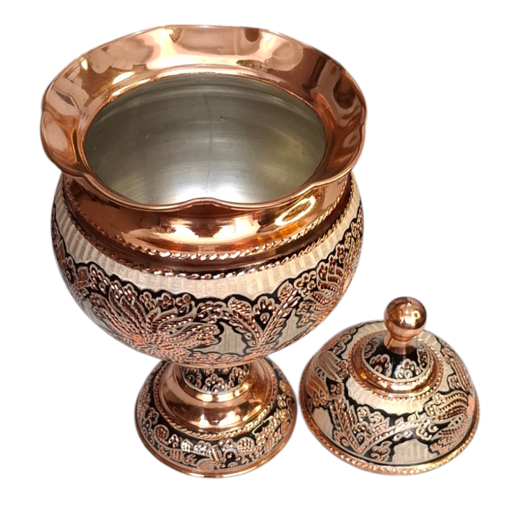 آجیل خوری مسی نقره کوب تک پایه