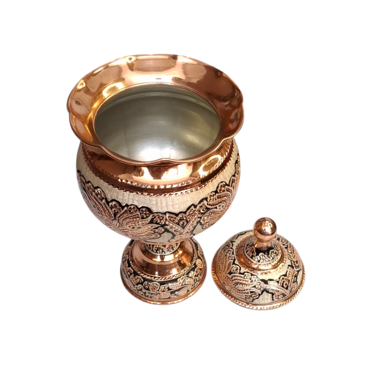 شکلات خوری مسی نقره کوب تک پایه