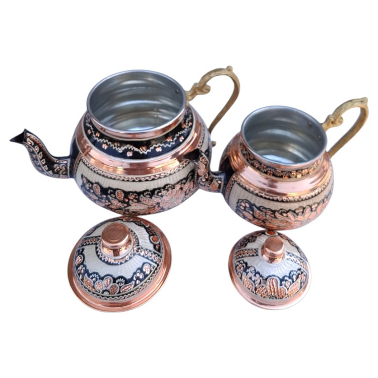 کتری و قوری مسی نقره کوب