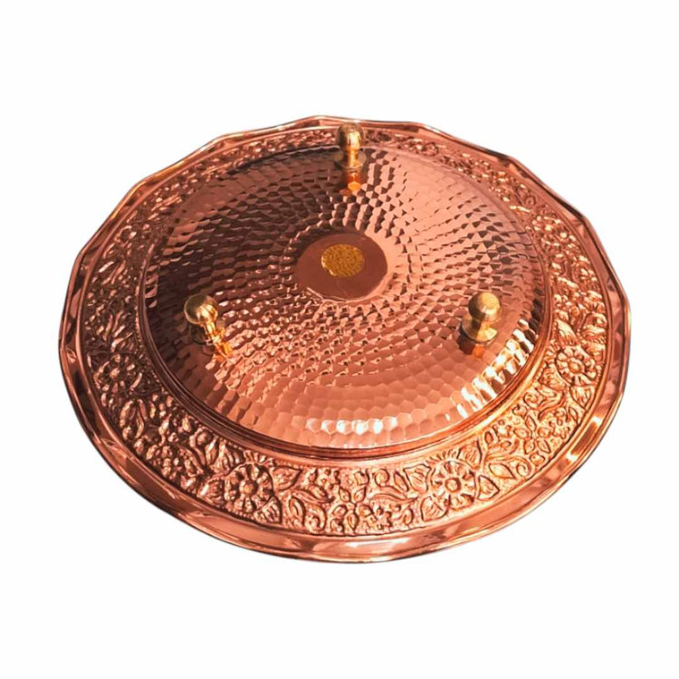 پیش دستی مسی طرح گلبرگ سه پایه