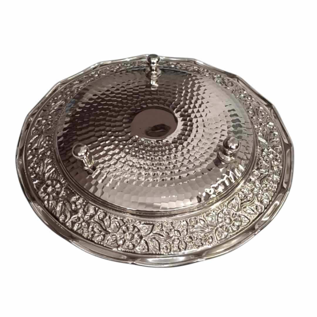 پبش دستی مسی طرح گلبرگ سه پایه سفید