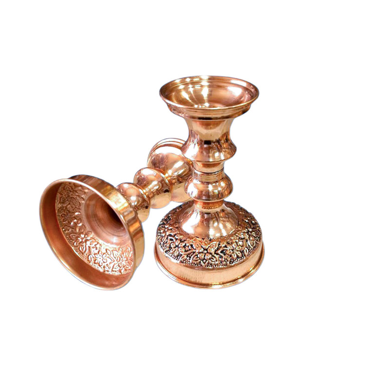 آیینه و شمعدان مسی با روکش کروم