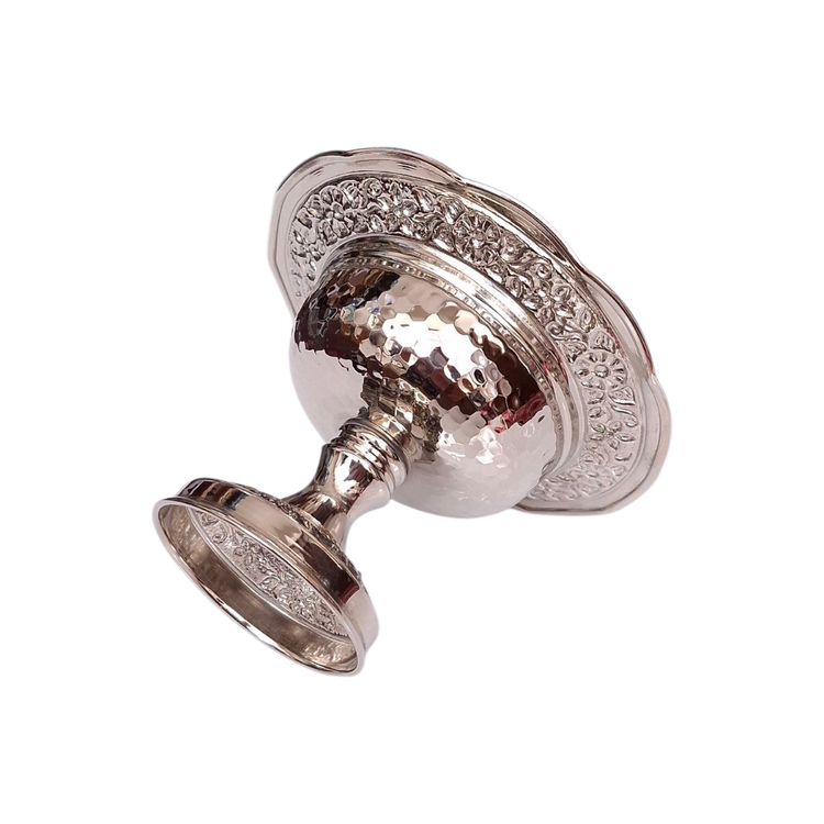 پیاله مسی تک پایه با طرح گلبرگ